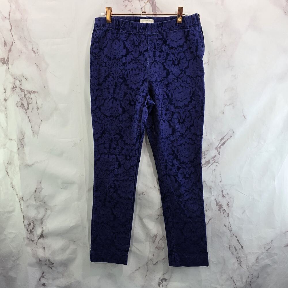 Anthropologie Pants Womens 0 Purple High Rise Essential Skinny Brocade Velvet